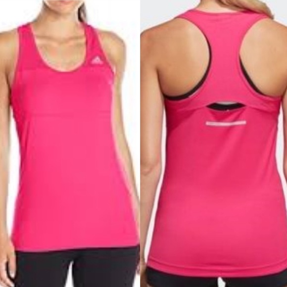 adidas Tops - Adidas Running Neon Pink Cutout Racerback Tank Top
